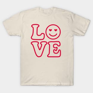 Retro 70's Love Sign with Happy Face T-Shirt